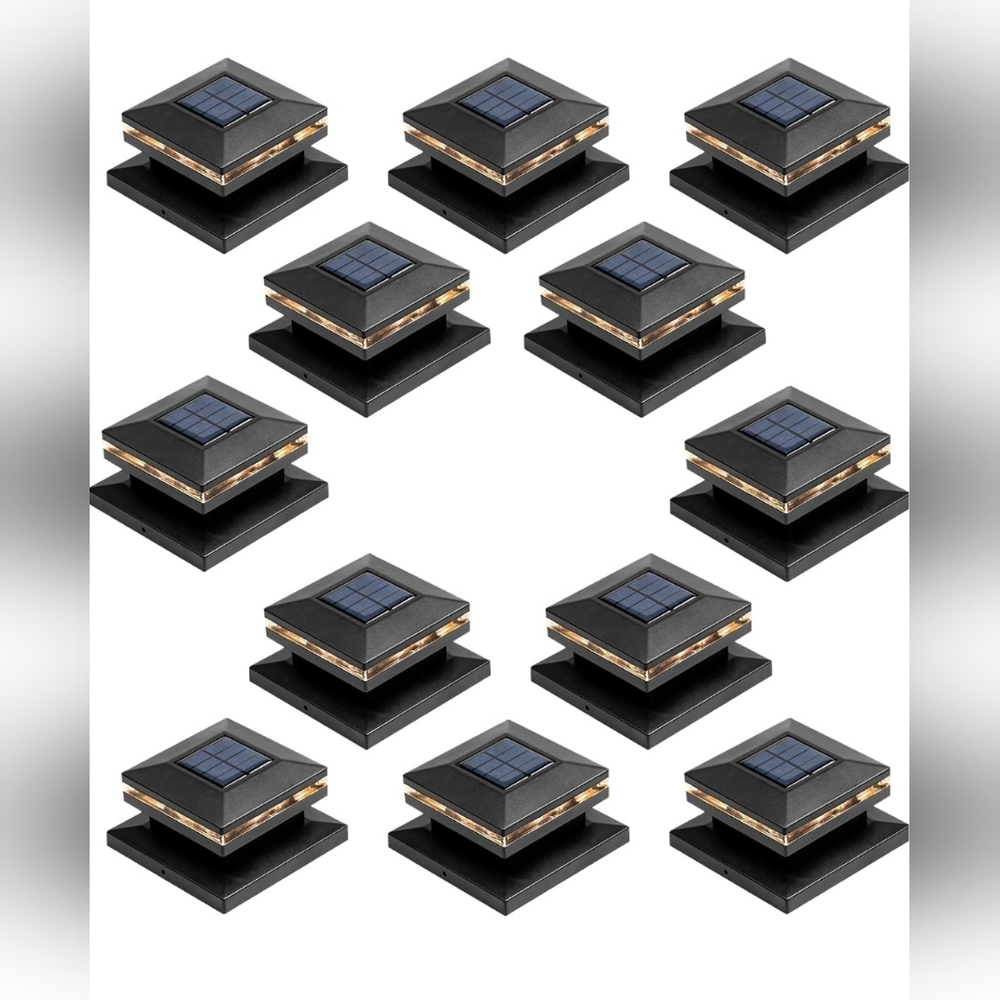 Viewsun 12-Pack Solar Post Cap Lights – Warm White LED for Deck, Patio, Garden